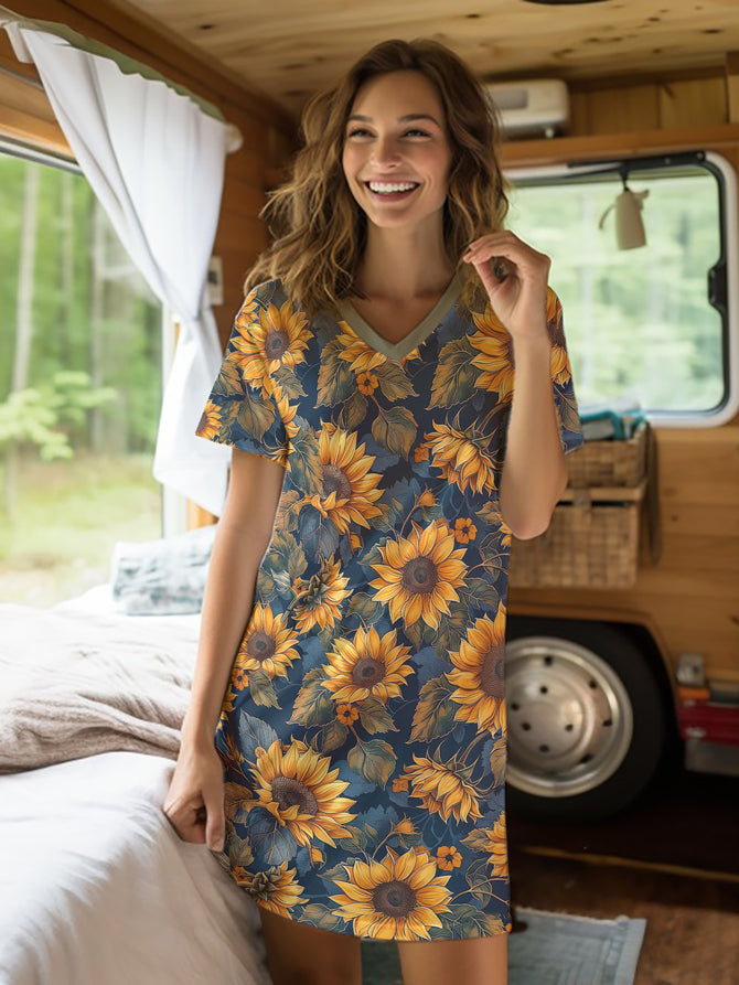 Sunflower V-neck Nightshirt Sunny Nights