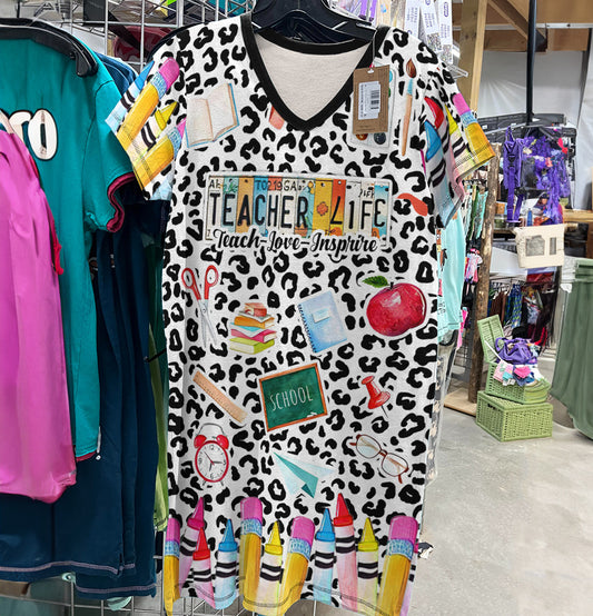 Teacher V-neck T-shirt Dress Teacher Life
