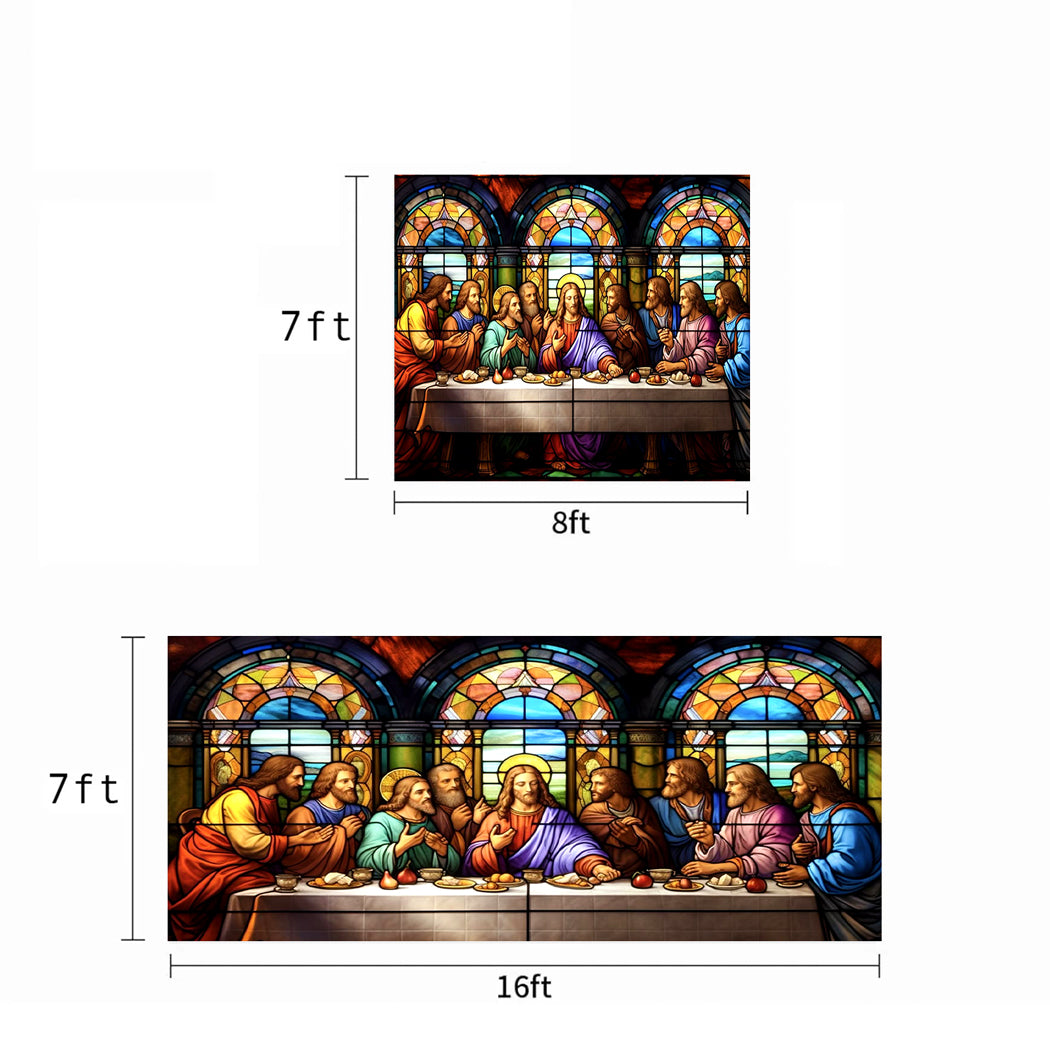 God Garage Door Banner Decoration - The Last Supper In Stained Glass