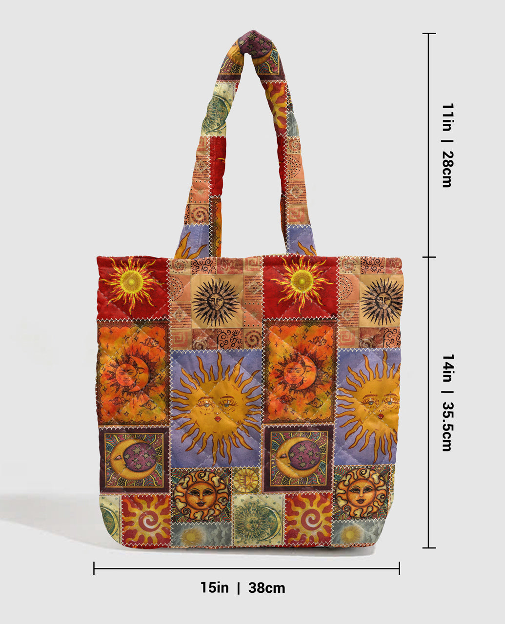 Hippie Quilted Tote Bag The Sun