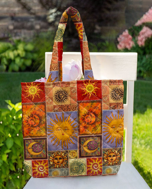 Hippie Quilted Tote Bag The Sun