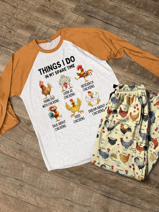 Chicken Raglan Lounge Pajamas Things I Do In My Spare Time