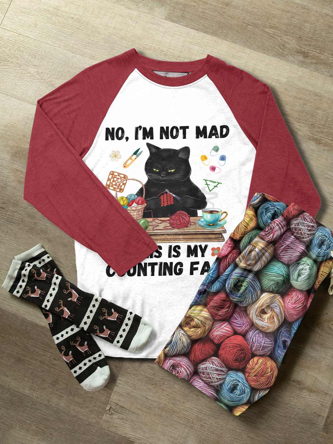 Crochet Lover Raglan Lounge Pajamas This Is My Counting Face