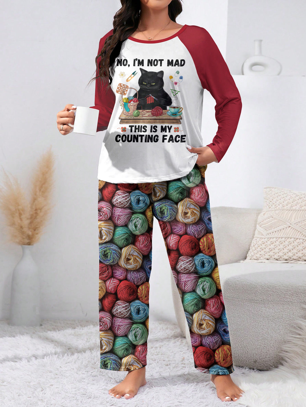 Crochet Lover Raglan Lounge Pajamas This Is My Counting Face