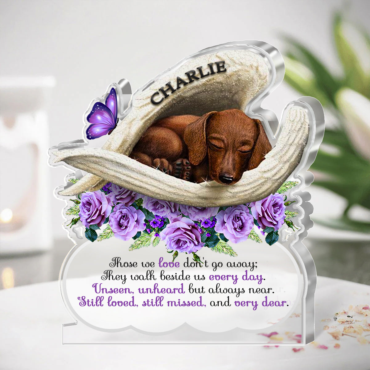 Dachshund Personalized Memory Acrylic Plaque Those We Love Don't Go Away