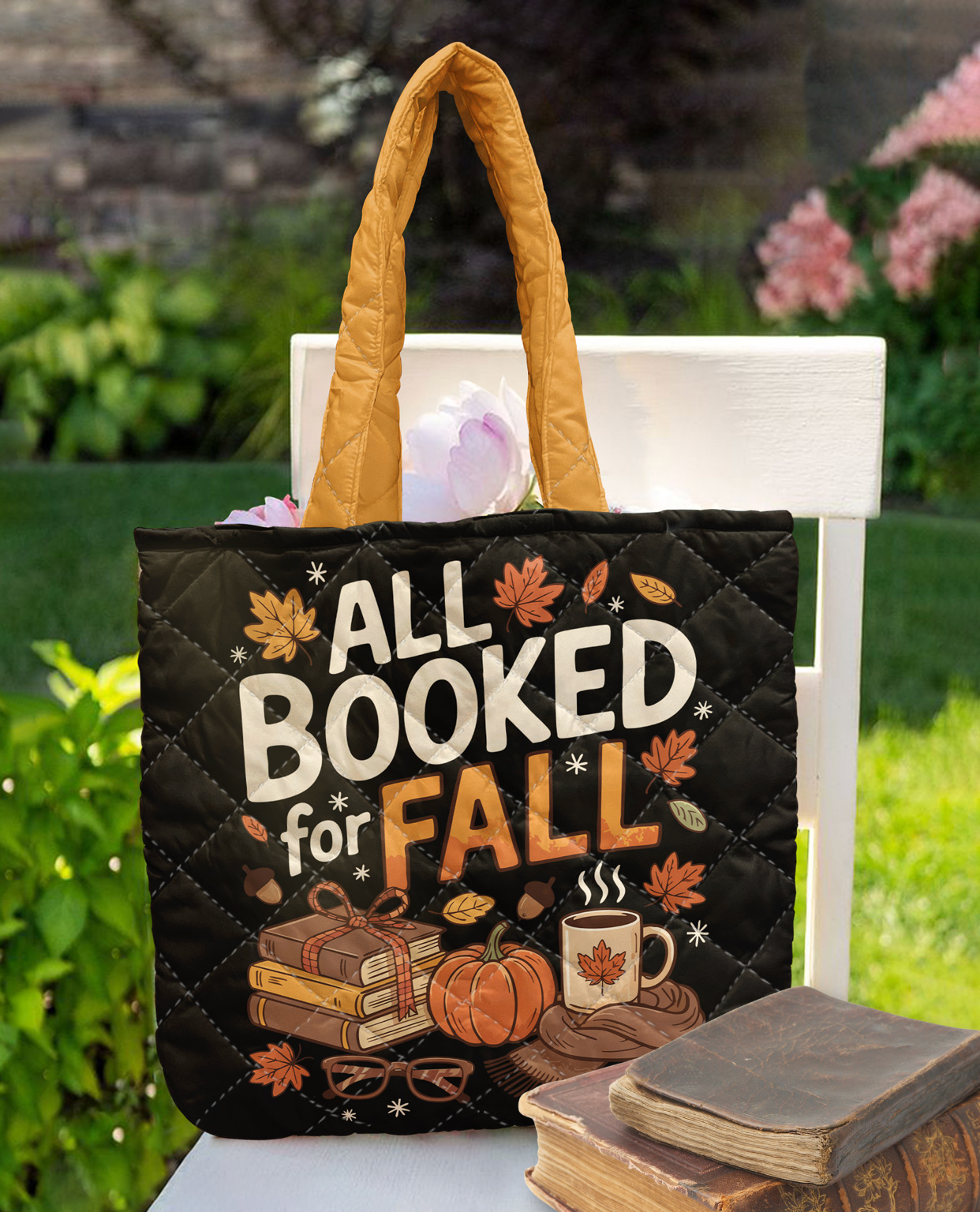 Book Lover Quilted Tote Bag All Booked For Fall