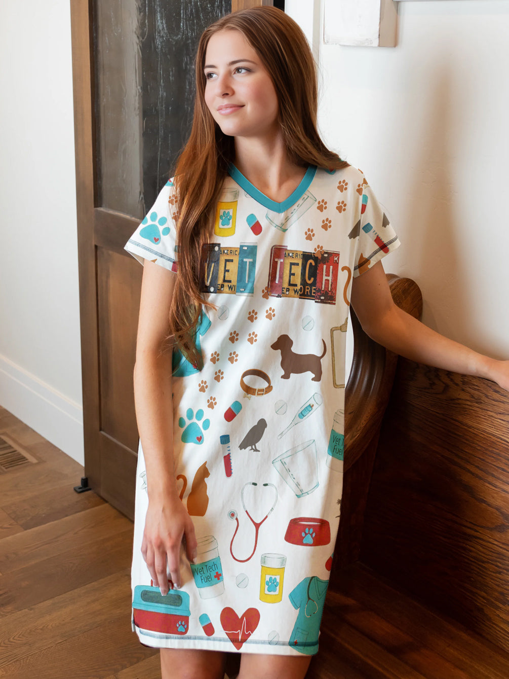 Vet Tech V-neck T-shirt Dress Vet Tech Vibes