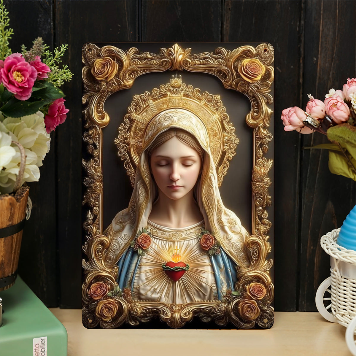 Christian 2D Metal Sign Virgin Mary