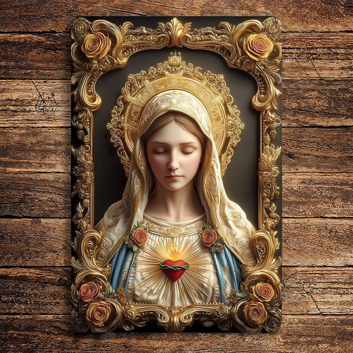 Christian 2D Metal Sign Virgin Mary