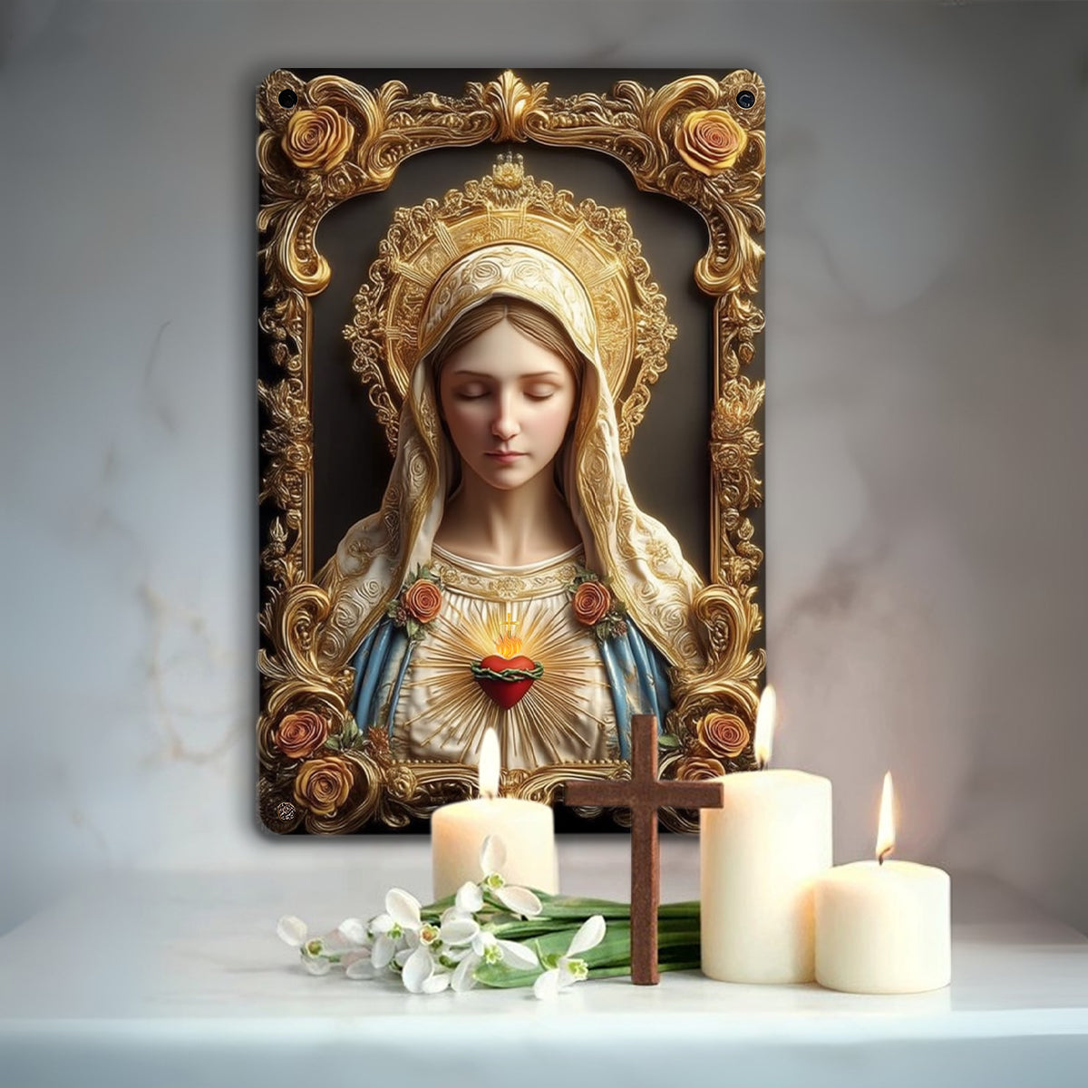Christian 2D Metal Sign Virgin Mary