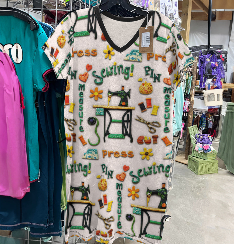 Sewing Lover V-neck Nightshirt Cute Crafty