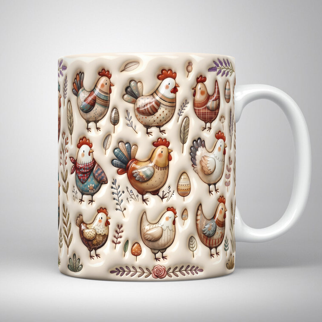 Chicken 11Oz Mug Whimsical Chickens