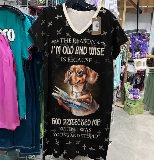 Dachshund V-neck Nightshirt Wiener Worship