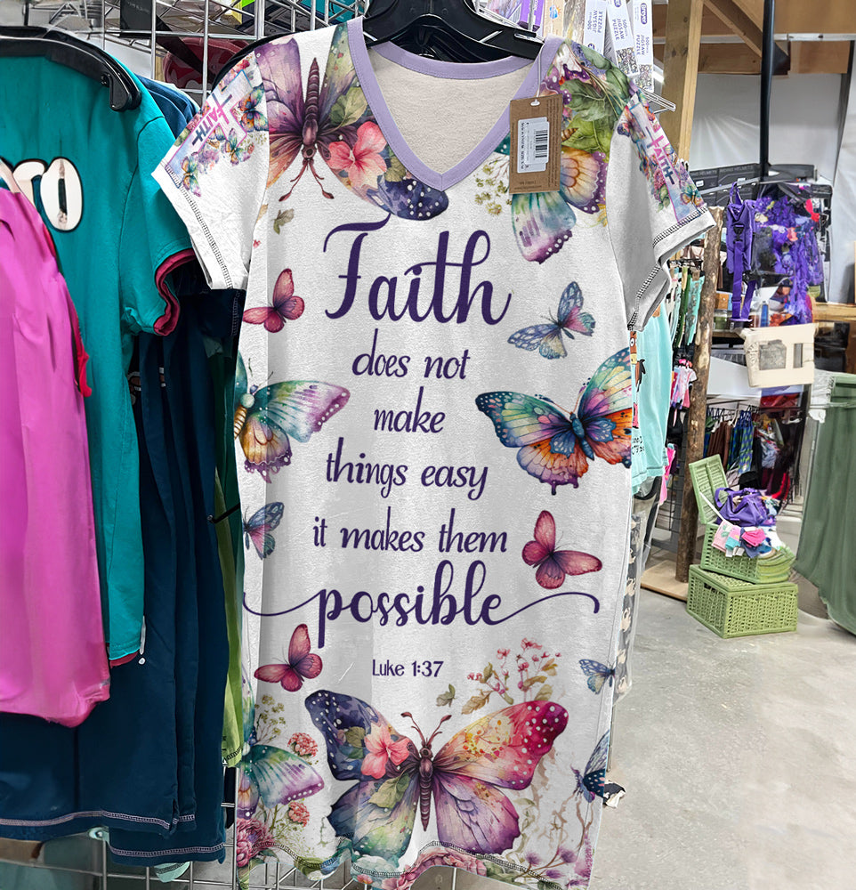 Christian V-neck Nightshirt Wings Of Faith