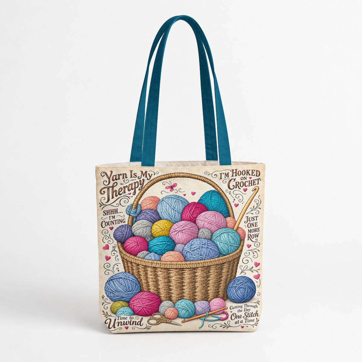Crochet Canvas Tote Bag Yarn Is My Therapy