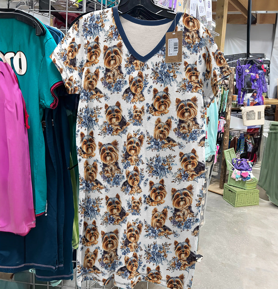 Yorkshire Terrier V-neck Nightshirt Yorkie Dreams