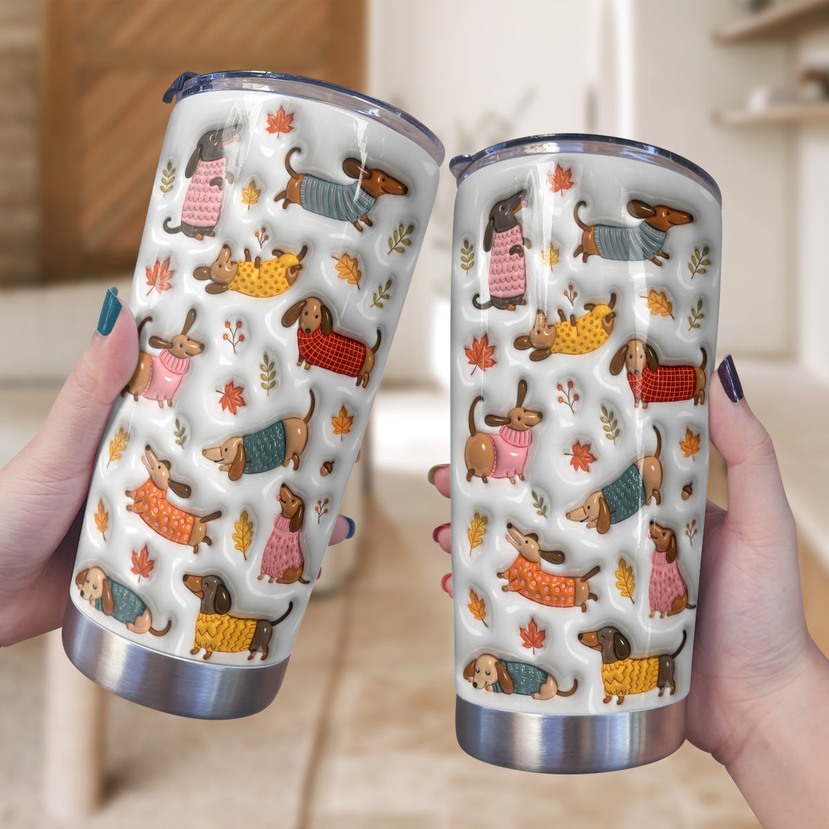 Dachshund 20 oz Tumbler Cozy Autumn Dachshund