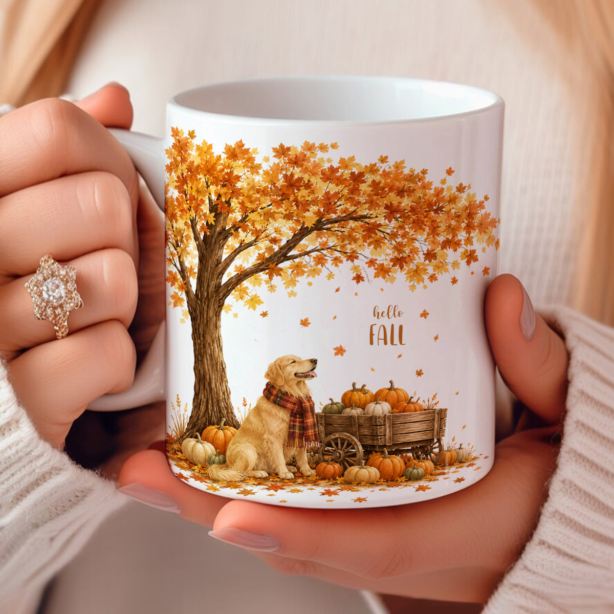 Golden Retriever Ceramic Mug Autumn Harvest