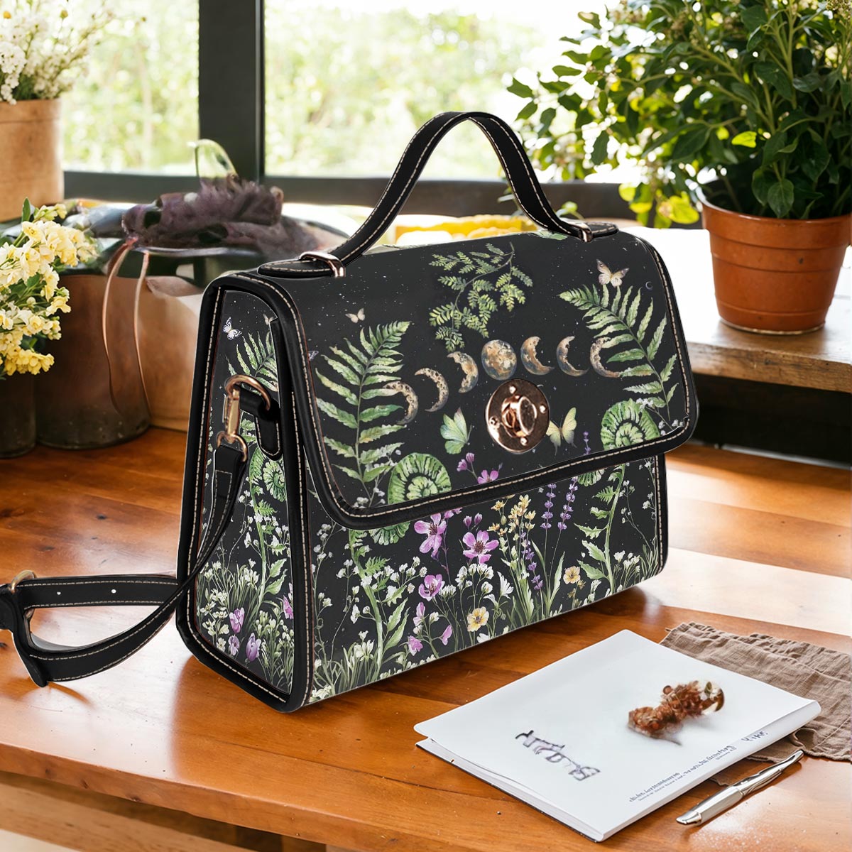 Green Witch Lovers Satchel Handbag Garden Of The Moon