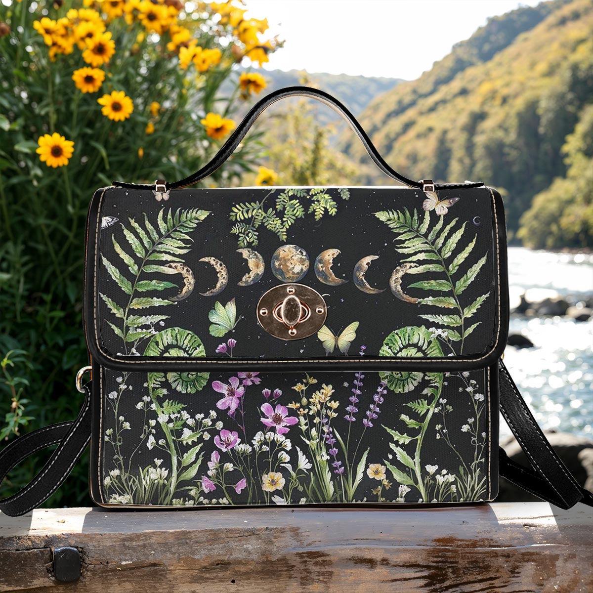 Green Witch Lovers Satchel Handbag Garden Of The Moon