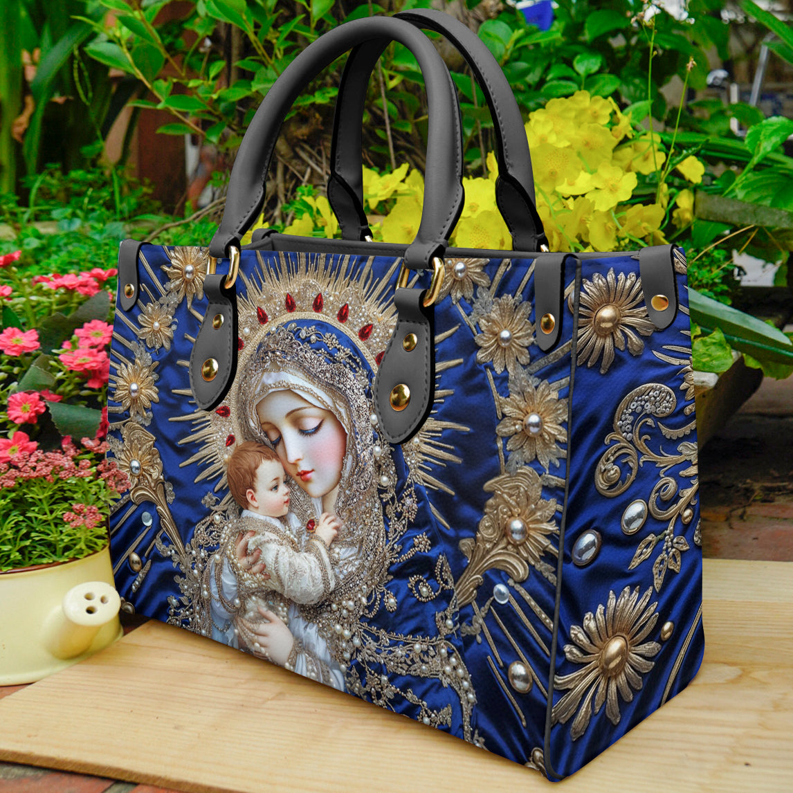 Christian Print Leather Handbag 2D Print Holy Grace Baroque