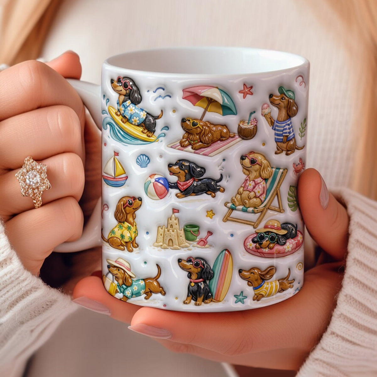Dachshund Ceramic Mug Beach Bum Dachshund