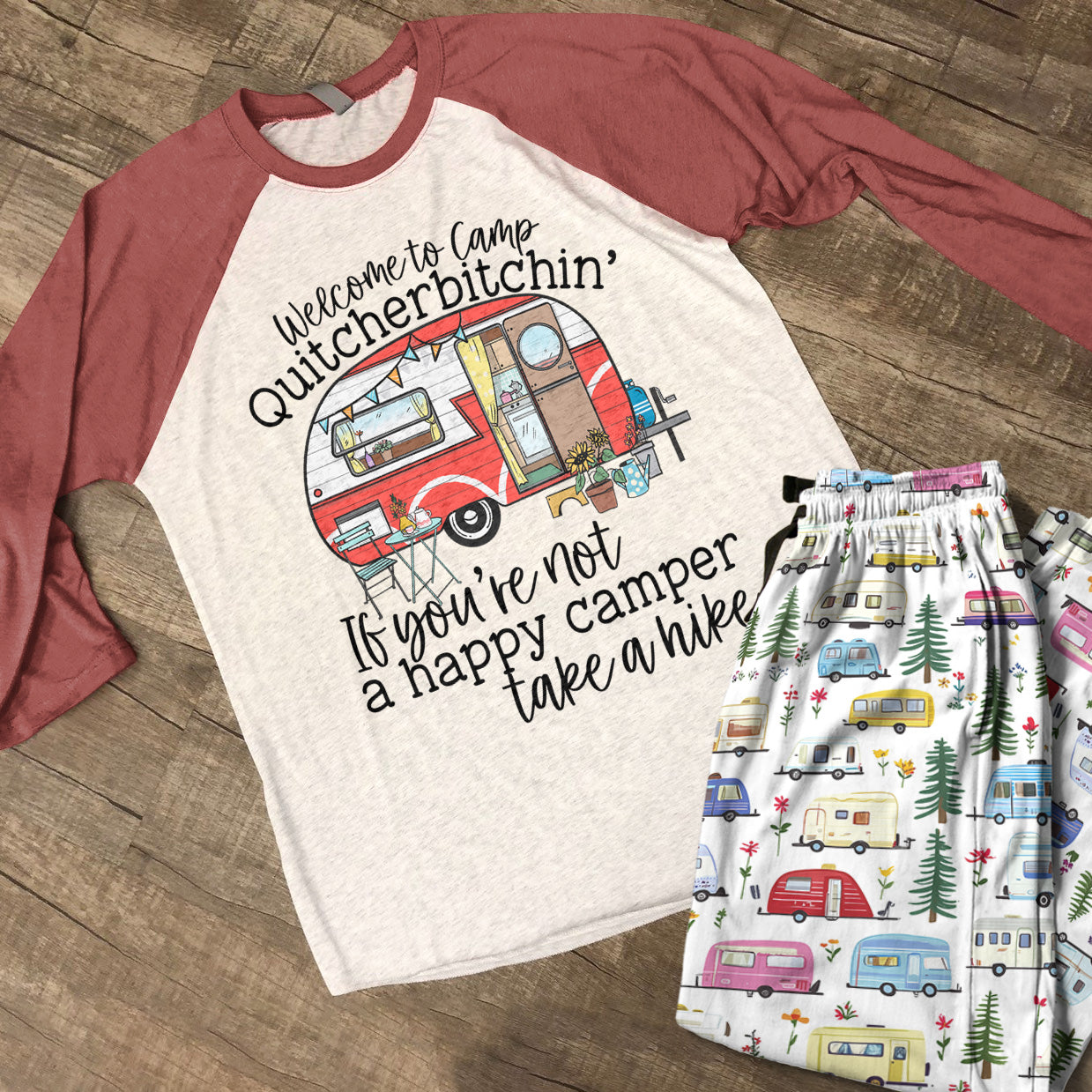 Camping Raglan Lounge Pajamas Welcome To Camp