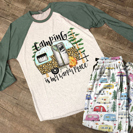 Camping Raglan Lounge Pajamas Camping Is My Happy Place