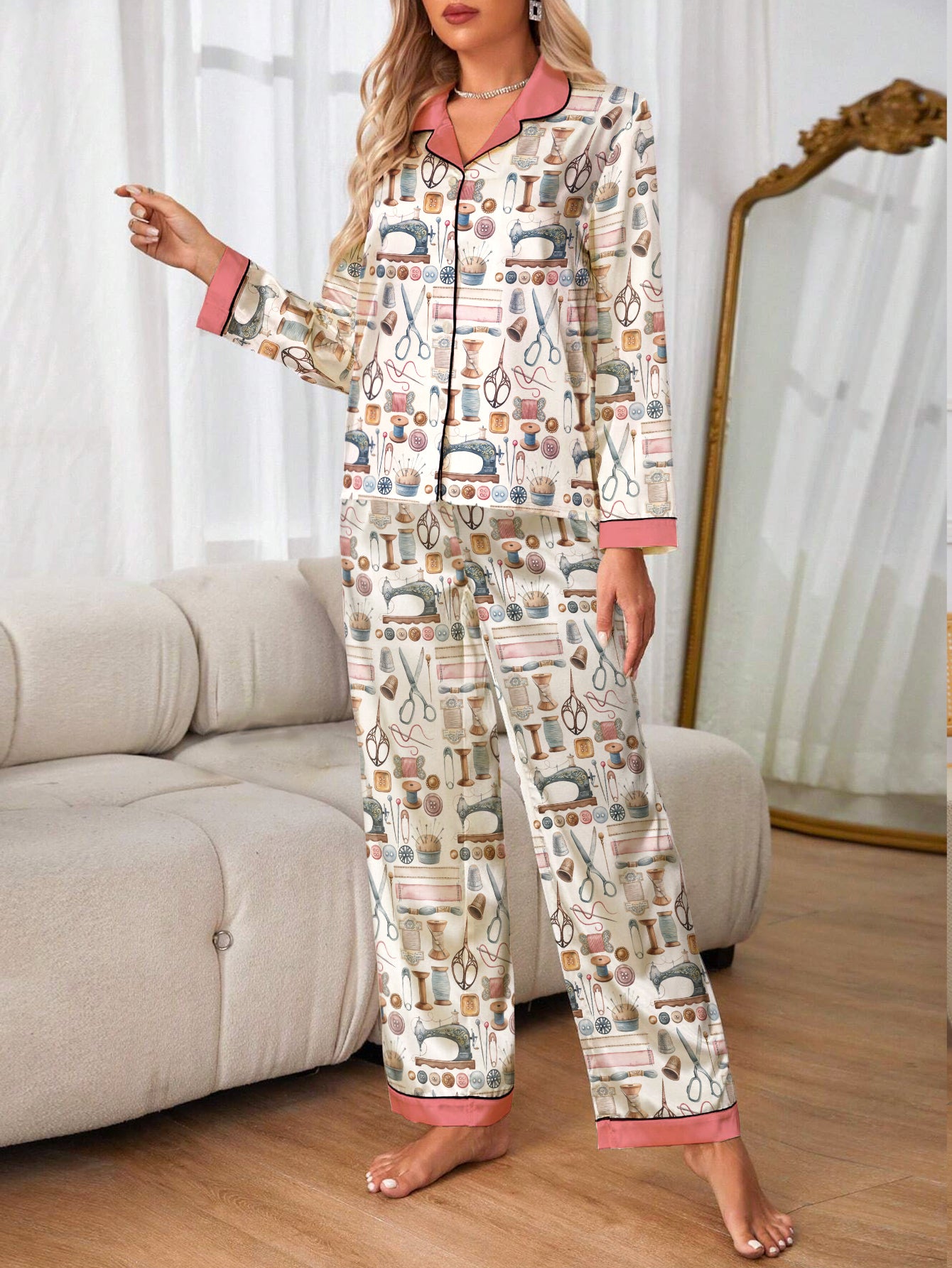 Sewing Lover Classic Pajama Set Vintage Sewing Tools