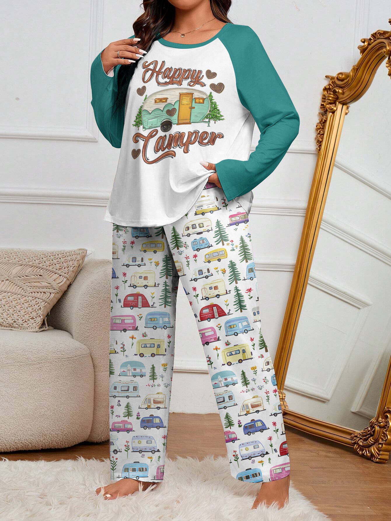 Camping Raglan Lounge Pajamas Happy Camper
