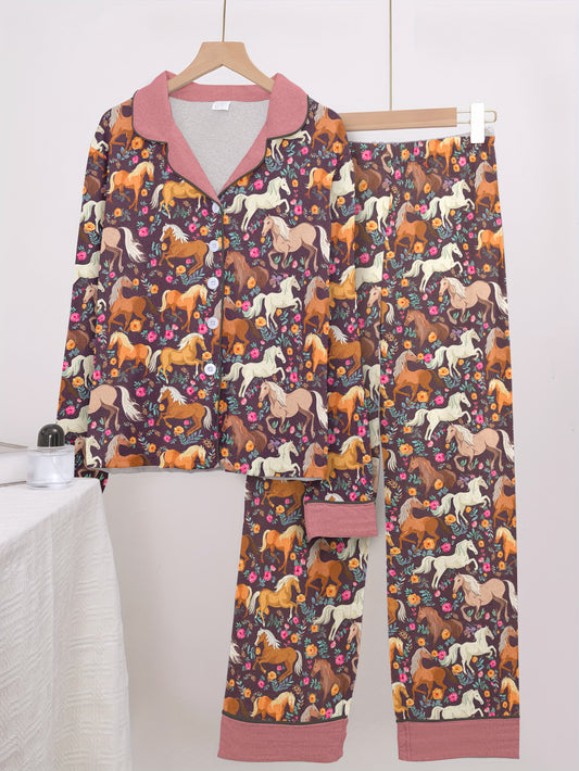 Horse Classic Pajama Set Floral Trot
