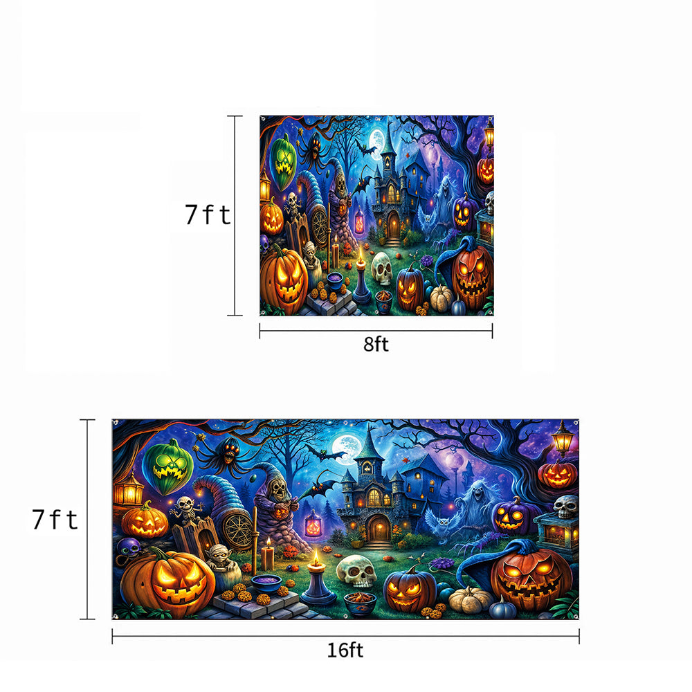 Halloween Fun Garage Door Banner Decoration - Pumpkin Pals And Spooky Night Fun