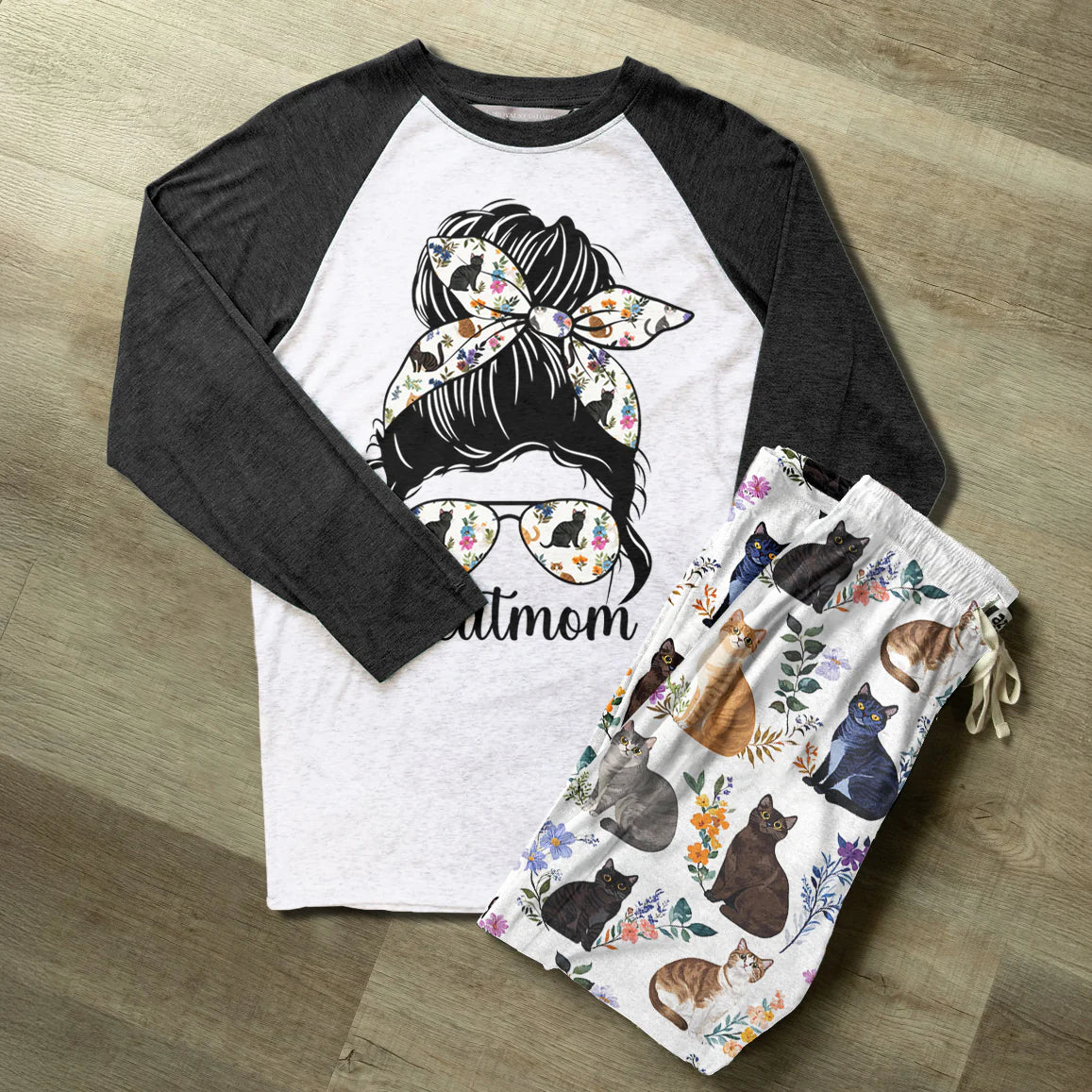 Cat Lover Raglan Lounge Pajamas Beautiful Catmom