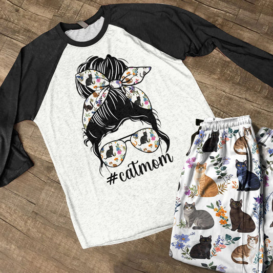 Cat Lover Raglan Lounge Pajamas Beautiful Catmom