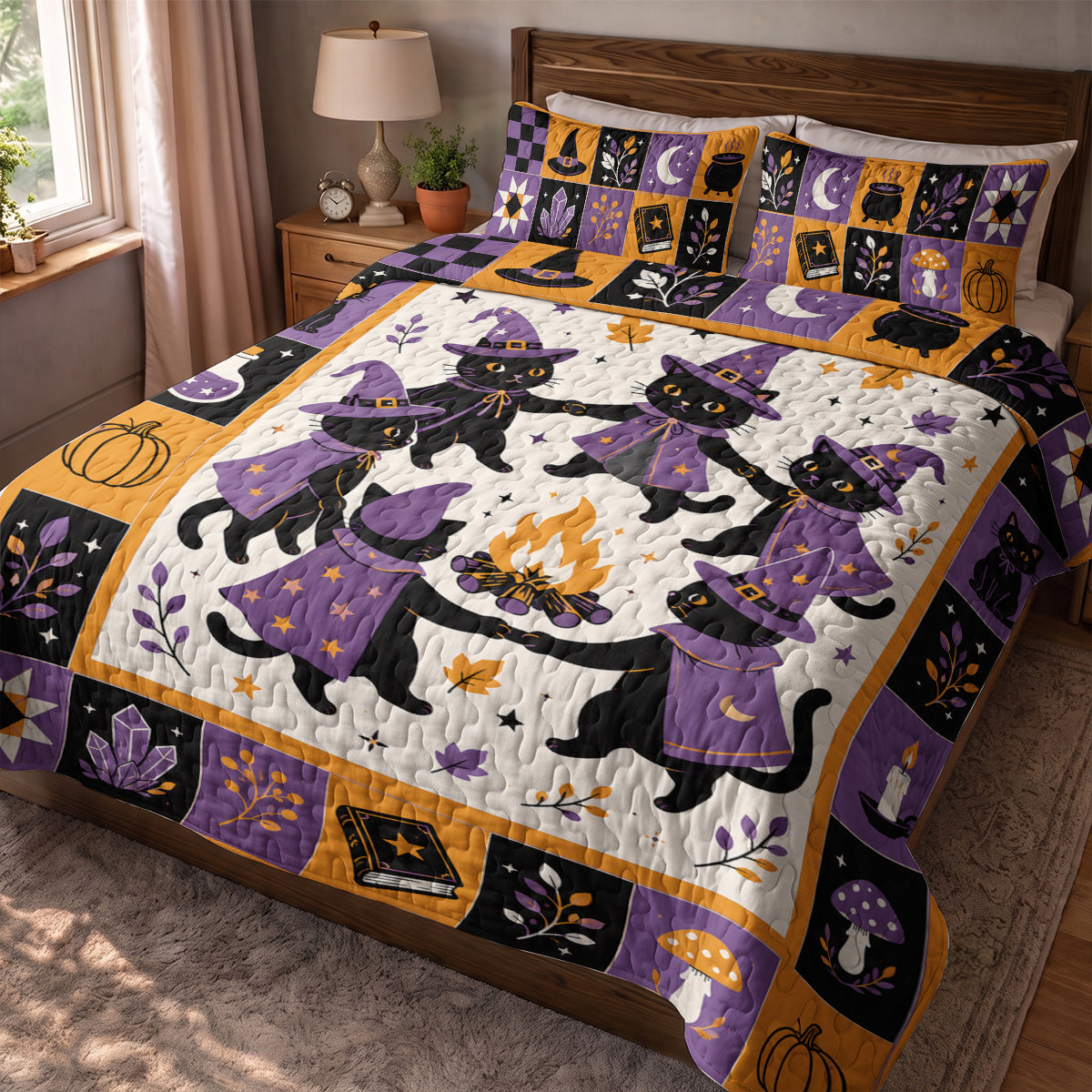 Cat Quilted Blanket Midnight Coven Cats