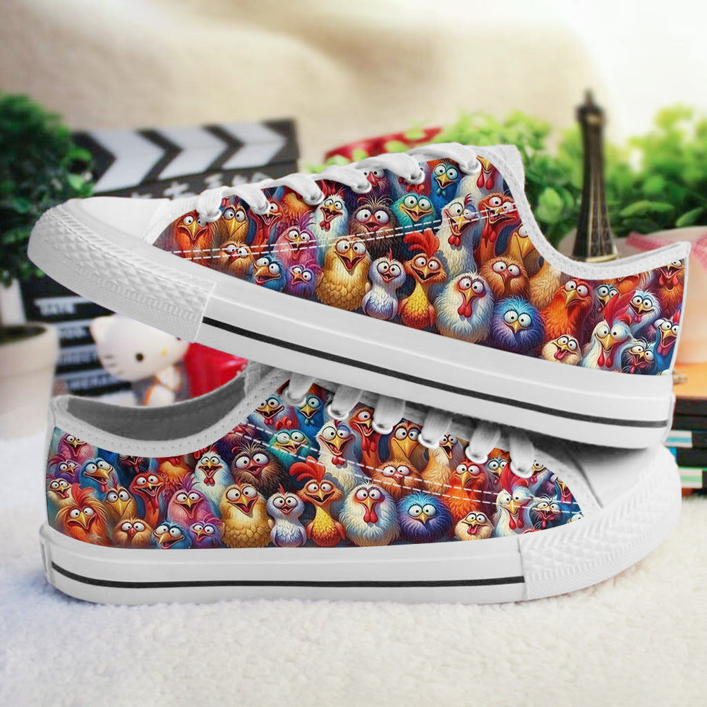 Chicken Women's Low Top Shoes Colorful Cluckers