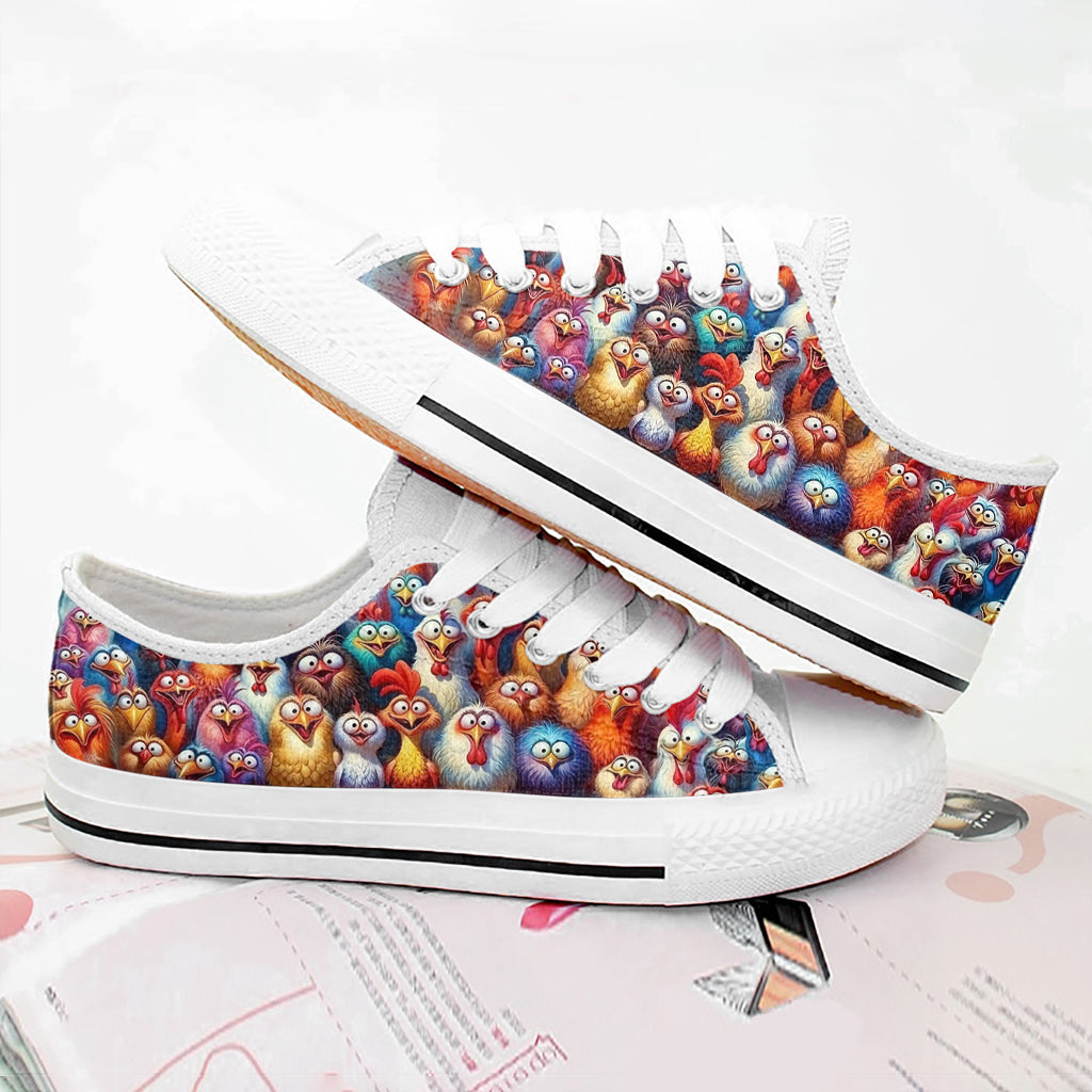 Chicken Women's Low Top Shoes Colorful Cluckers