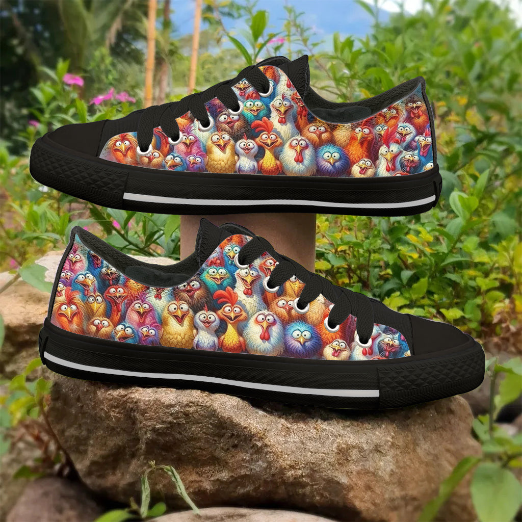 Chicken Women's Low Top Shoes Colorful Cluckers