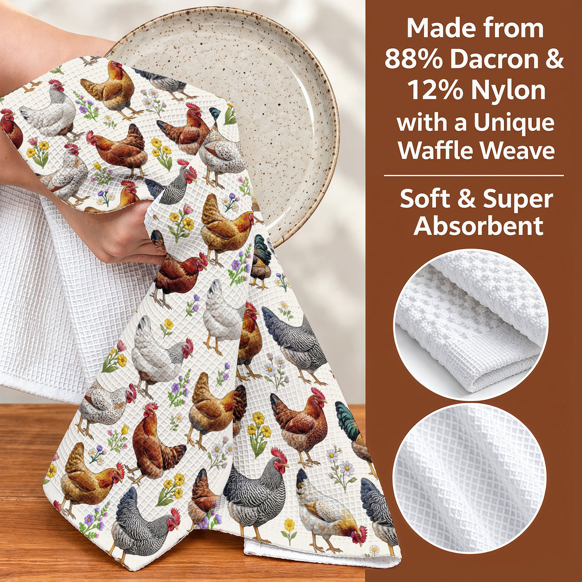 Chicken Kitchen Towel Floral Chicken