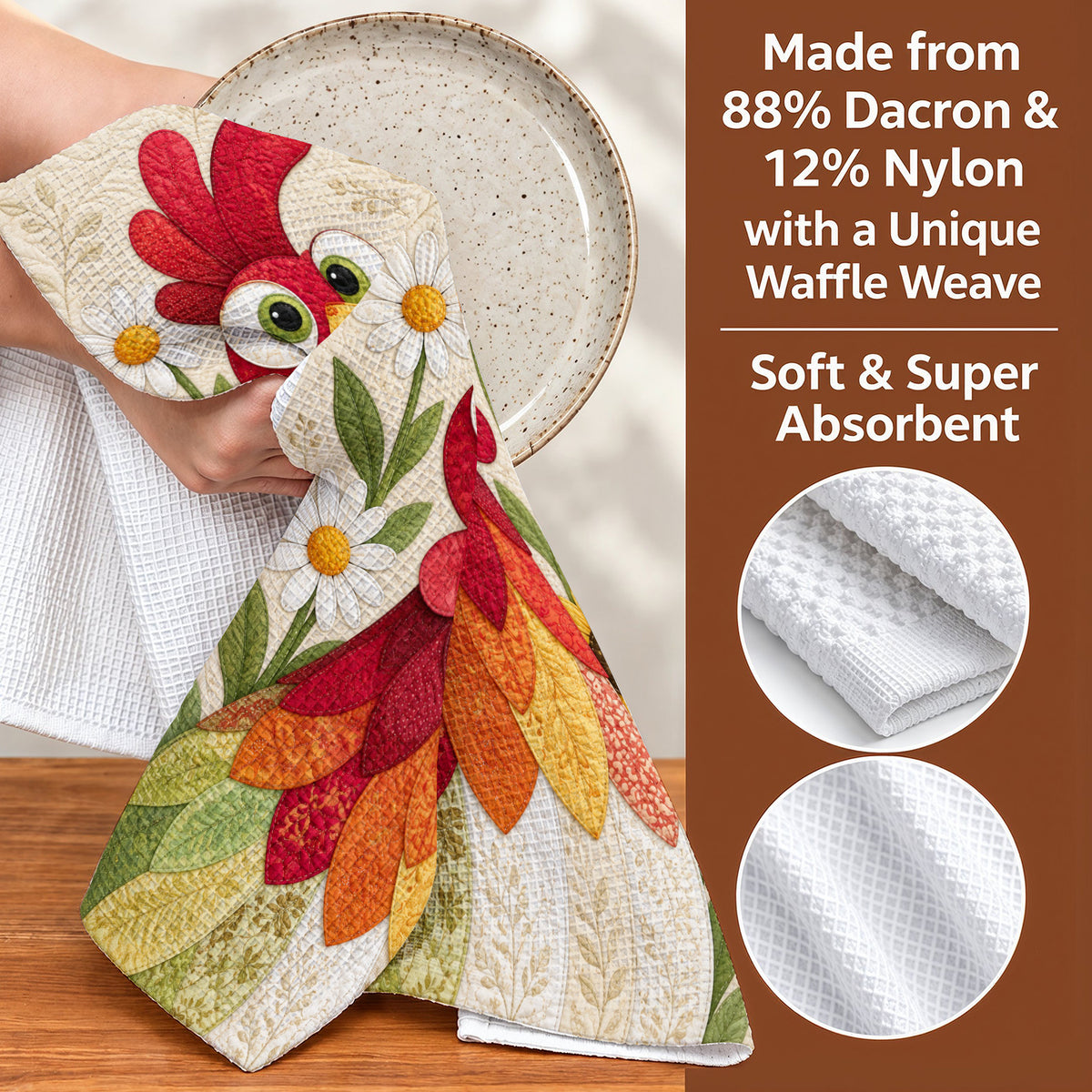 Chicken Kitchen Towel Daisy Garden Rooster