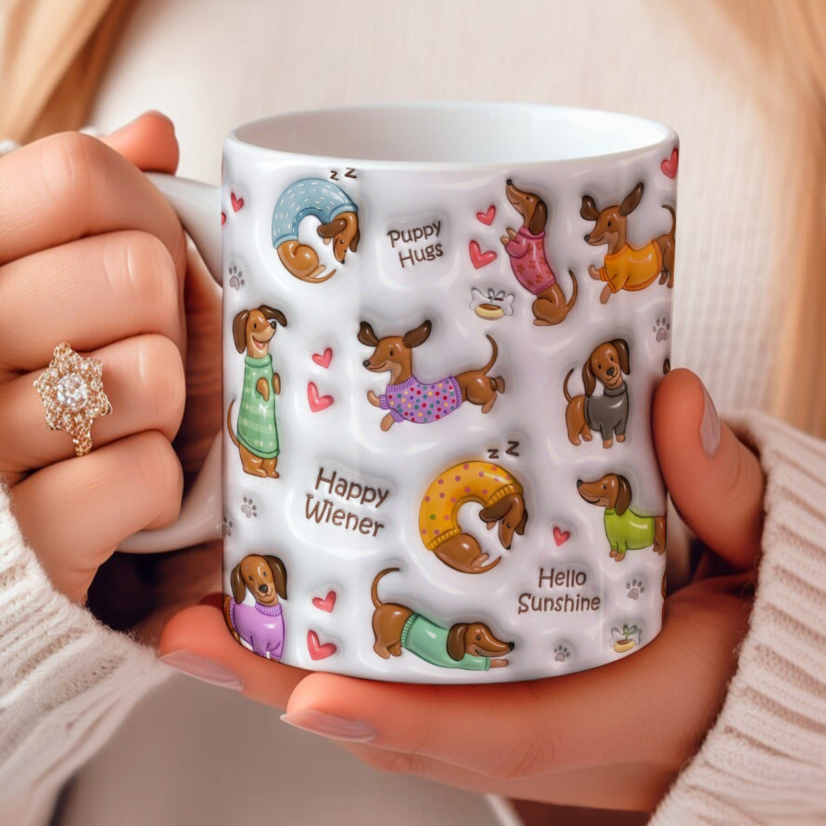 Dachshund Ceramic Mug Happy Wiener Hugs