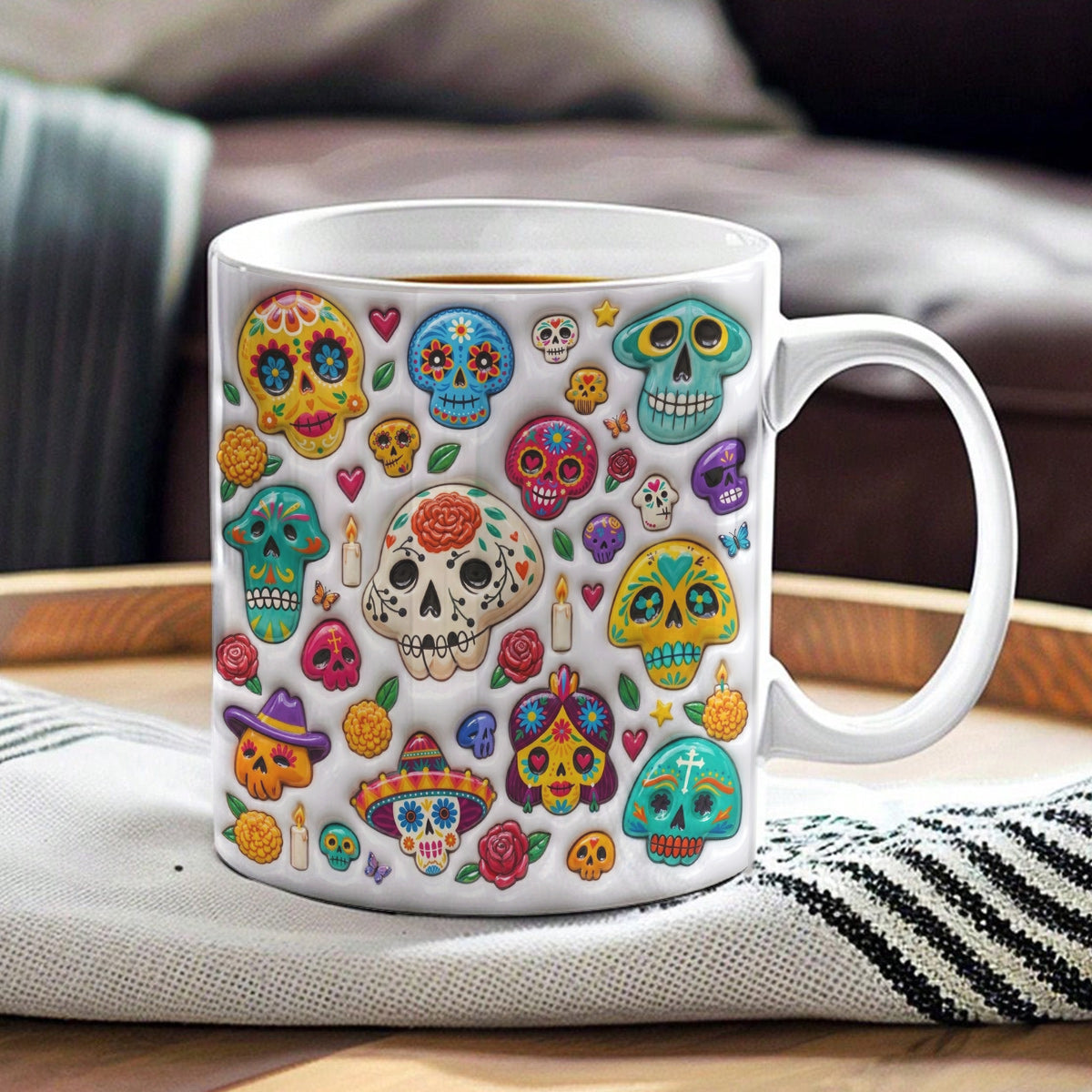 Skull Ceramic Mug Sugar Skull Fiesta