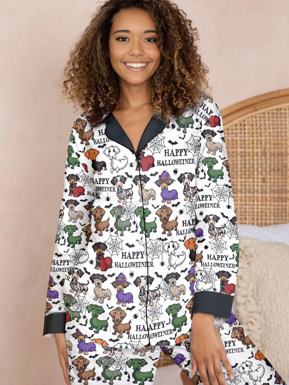 Dachshund Halloween Pajama Set Happy Halloweiner
