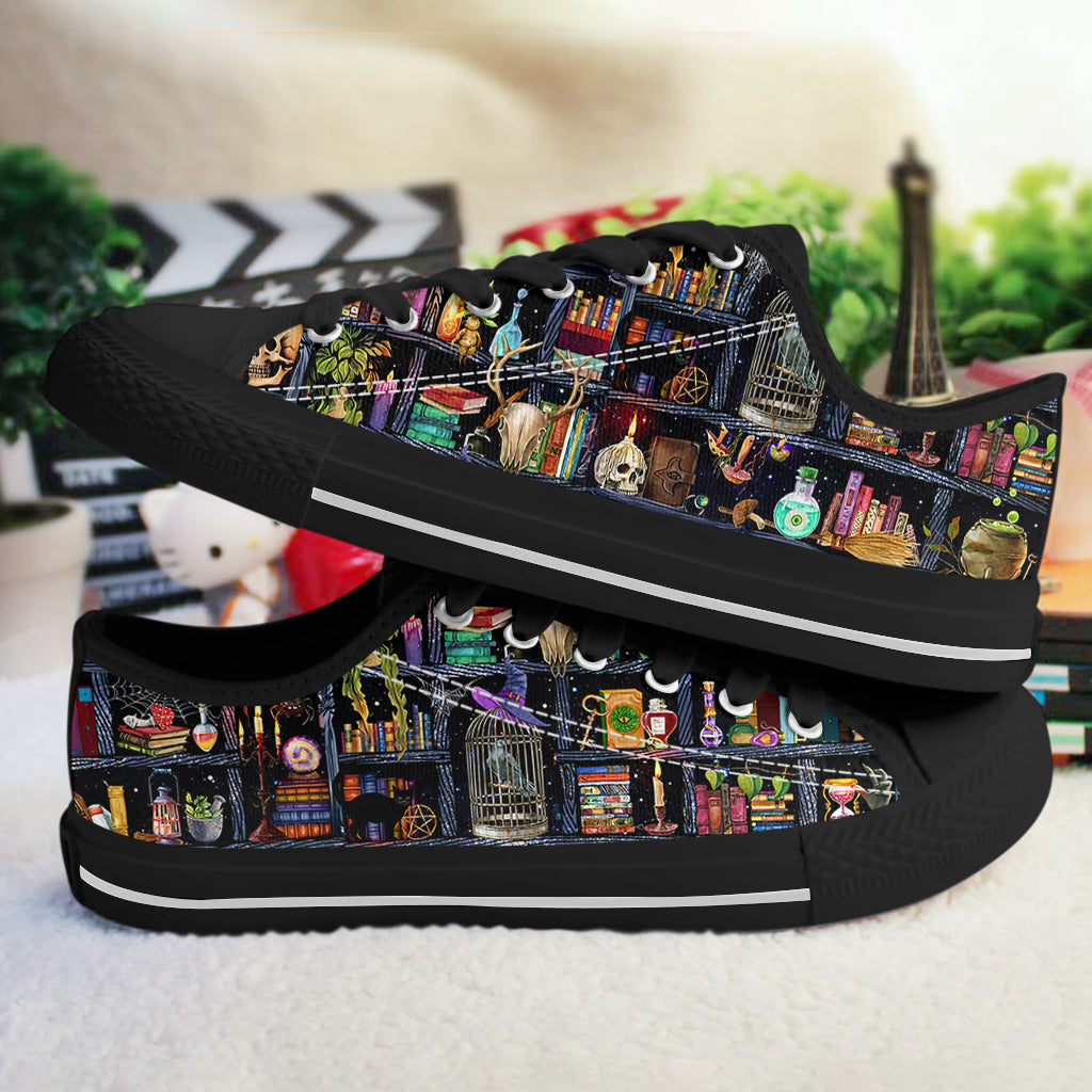 Wizard’s Bookshelf Canvas Women's Low Top Shoes