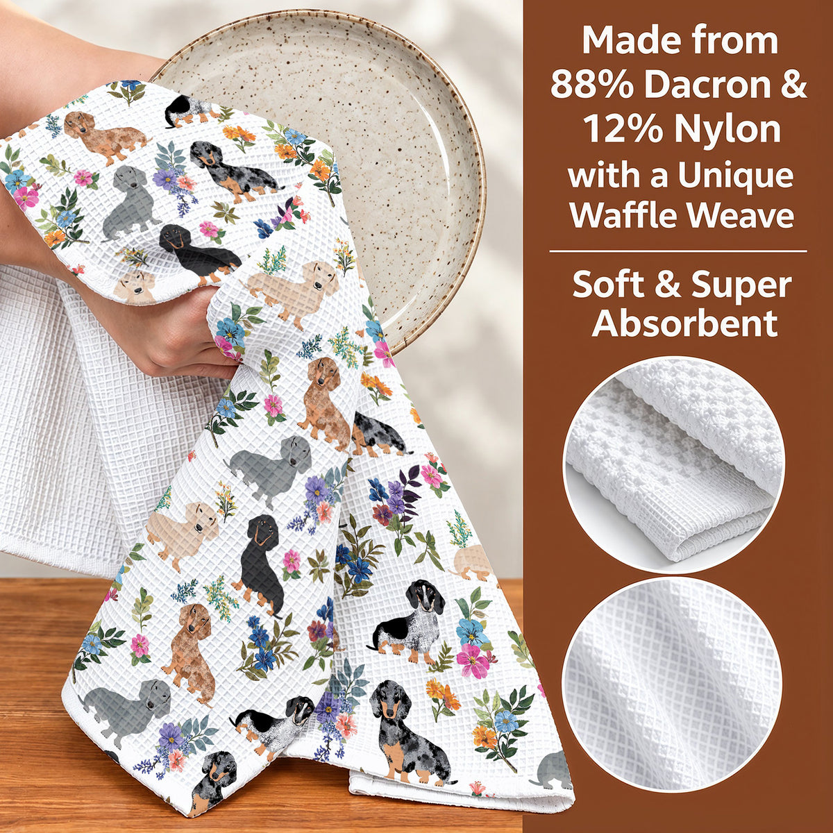 Dachshund Kitchen Towel Dachshund In Bloom