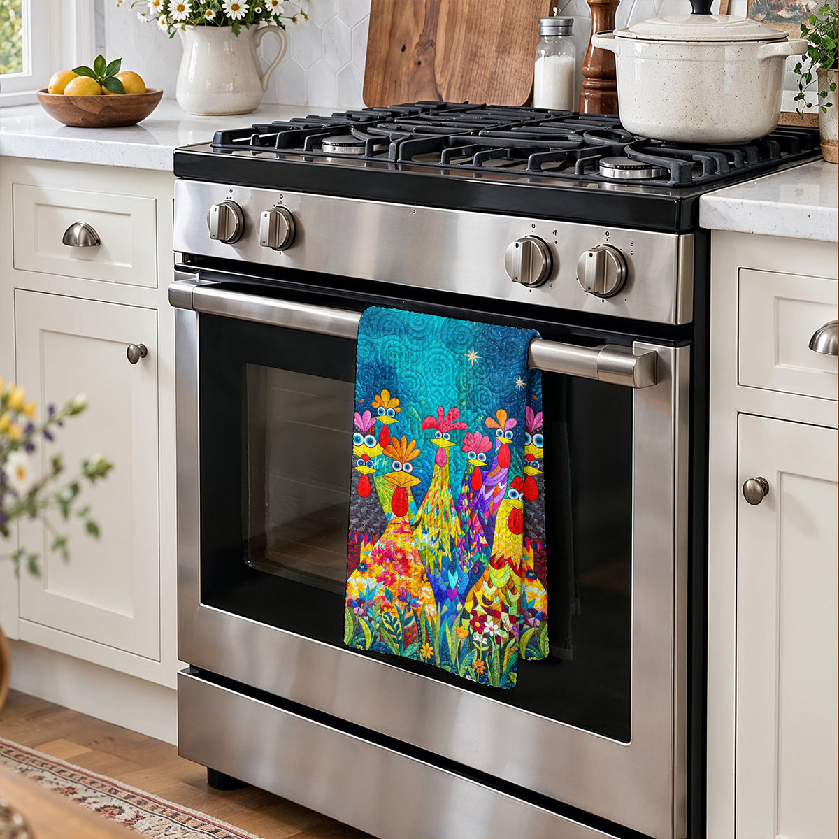 Chicken Kitchen Towel Colorful Chicken Garden