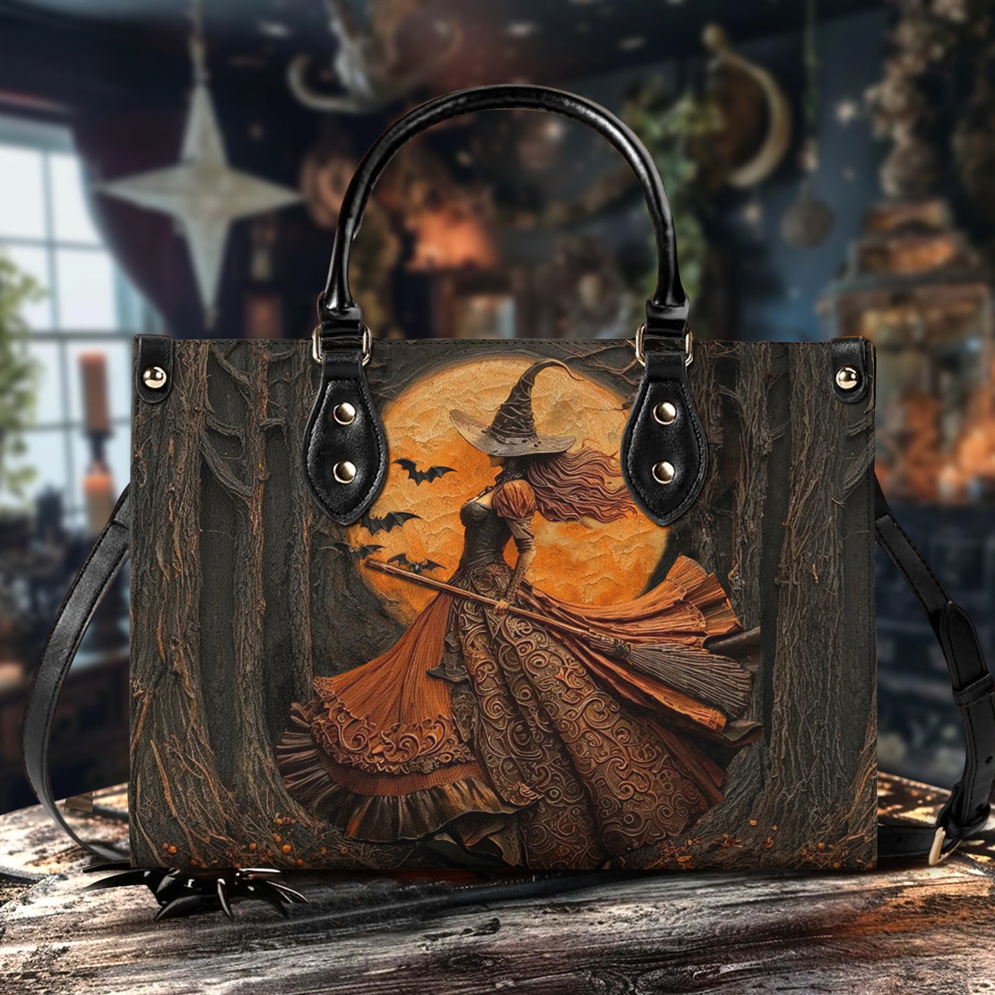 Witch Leather Handbag 2D Print Nocturne Witch