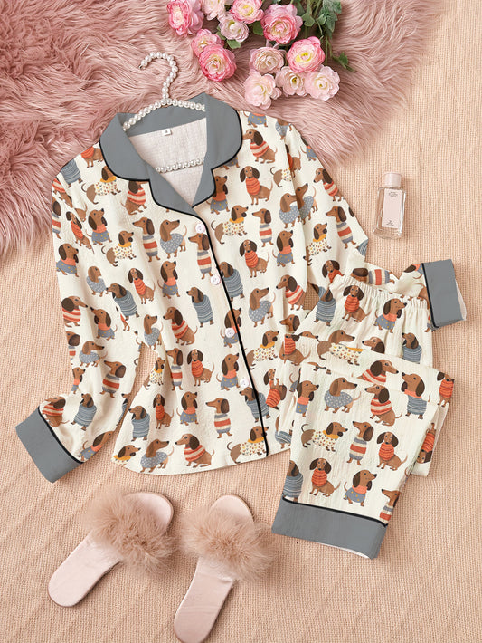 Dachshund Lover Classic Pajama Set Dapper Dachshunds