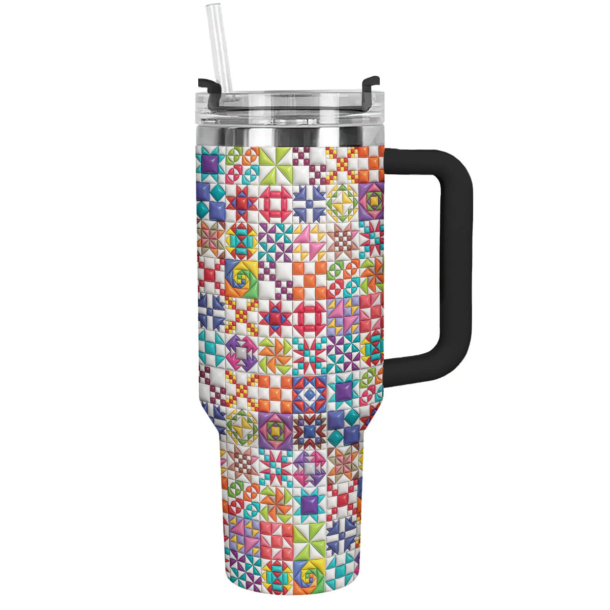 Sewing Lover 40 oz Tumbler Colorful Quilt Blocks