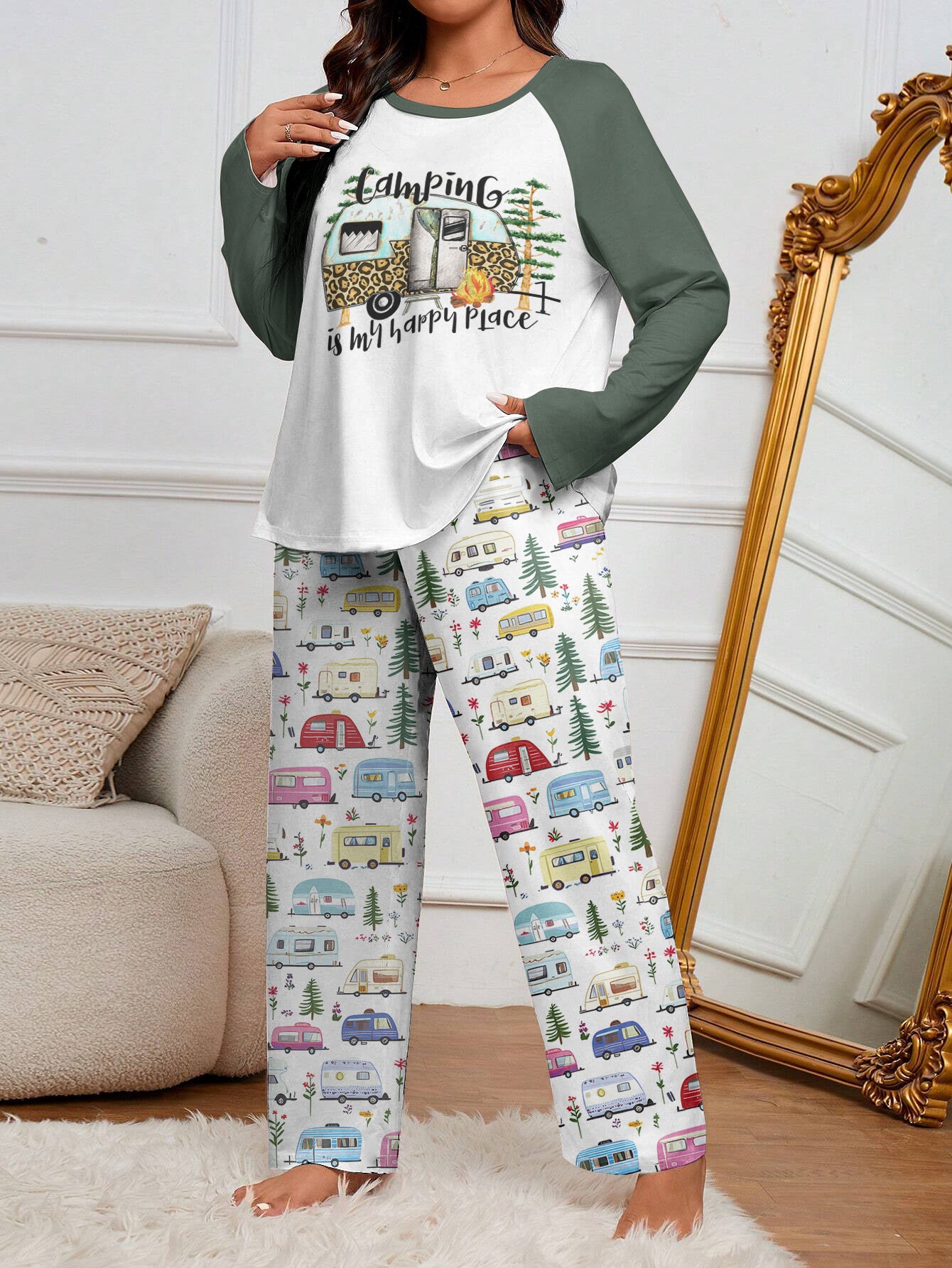 Camping Raglan Lounge Pajamas Camping Is My Happy Place